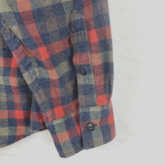 Plaid Button down Flannel Shirt Mens SZ XL muted Red Gray Med weight - Picture 12 of 14